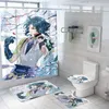 Rideaux de douche Anime rideau de douche Impact 3D impression tapis de bain ensemble dessin animé fille rideau de bain Anime salle de bain enfant cadeau R230830