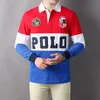 Polos pour hommes Super haute qualité européenne américaine britannique Royal Sport brodé revers polo chemise hommes manches longues contraste 230830