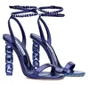 Zarif marka Aura sandalet ayakkabıları kristal süslemeli yüksek topuklu saten strass çapraz ayak bileği biyal brial düğün mükemmel gladyatör sanalias eu35-43