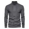 Men s tröjor stora herrtröja solid pullover manlig hög hals casual stickad termisk underla skjorta kvalitet män kläder 230830