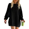 Women's Sweaters Womens Oversized Casual Crewneck Long Sleeve Sweater Dress Loose Solid Color Dresses For Ladies Fall Winter