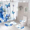 Shower Curtains 3D Print Flowers Bath Curtain Butterfly Bathroom Curtains Fabric Floral Shower Curtains Waterproof Screen with R230830