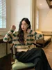 Women's Sweaters Ren Month Day: Product. Folded Full Reduction Striped V-neck Color Matching Cardigan Knit Top