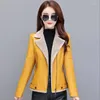 Women's Leather 2023 Orange Jacket Women Winter Genuine Ladies Natural Sheepskin Coat Moto Biker Zipper Jackets