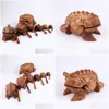 Decorative Objects Figurines Thailand Lucky Frog With Drum Stick Traditional Craft Home Office Decor Wooden Art Miniatures Drop Deli Dhll2