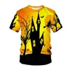 Magliette da uomo Saldi estivi T-shirt stampate in 3D Camicia casual con scollo a maniche corte con stampa di Halloween alla moda