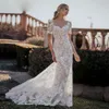 Graciosa renda sereia vestidos de casamento querida manga curta apliques florais vestido de noiva varredura trem país civil mariage