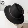 Szerokie brzegi czapki wiadra fs luksusowe fedorowie dla kobiet dżentelmen elegancki jesienny zimowy jazz hat wełna vintage gangster trilby czapka 230830