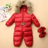 Daunenmantel, Baby-Overall, Jacke, geborene Jungen, Kleinkind, Mädchen, Kleidung, weiße Ente, 1–4 Jahre, dicker Strampler, Winter-Schneeanzug