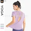 Desginer Aloo Yoga t-shirt Hardloopshirt Korte mouw Los Dun Hol Mesh Ademend Sport Top Fitness Sneldrogend pak voor dames