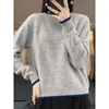 Kadın Sweaters Pure Yün Sökme Yarım Belvek Gevşek Maç Moda Örme İnce Dip Gömlek