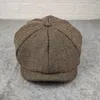 Berets Big Bone Men Plus Size Beret Lady Wool Octagonal Cap Western Sboy Caps Dad Winter Flat Brim Feel Ivy Hat 5558cm 5961cm 230830