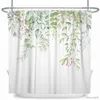 Shower Curtains Green Plant Leaf Flowers Shower Curtain Print Modern Nordic Minimalist Polyster Home Decor Bathroom Curtain with R230831