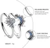 Sun and Moon Ring Set Sparkling Sun Ring/Blue Moon Ring Gold/Silver Plating Friendship Promise Ring Gift for Women Girls