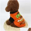 犬アパレルハロウィーン犬シャツ子犬ペットTシャツゴーストコスチューム衣装かわいいカボチャの子犬服の小さな犬の猫ペットドロップデルDH1AH