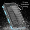 Solar Phone Charger, huge capacity 10000mah waterproof Lightweight Power Bank with solar panel, 2 output USB-C and 1 input for outdoor camping hiking emergency