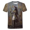 Men's T Shirts Vintage Anubis Black Egyptian Art 3D Printed T-shirt Men Women Casual Short Sleeve Ancient Egypt Classical Shirt Tee Tops