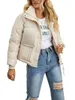 Women's Jackets Womens Puffer Jacket Long Sleeve Full Zip Padded Quilted Short Down Coats Winter Warm Bomber Bubble Outerwear