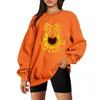 Women's Hoodies Casual Pullover Hoodless Sweatshirt Harajuku Sweatshirts Sunflower Print Sweater Loose Women Oversized Sudadera