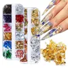 Nagelkonstdekorationer 1 Box Gold Silver Irregular Aluminium Foil Paper Nail Art Sticker 3D Glitter DIY Manicure UV Gel Polish Nail Decoration Tools 230830