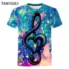 Herren-T-Shirts, Musiknote, modisch, Harajuku-Stil, Damen-T-Shirt, Neuheit, Sommer, 3D-gedrucktes Rundhals-T-Shirt