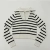 سبيالات النساء LC LC Label Half Shipper Striped Trops Tops Lonced Sleeved Wool Sweater Fall and Winter Wort