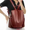 Nouveau haute qualité en cuir dames sac à dos de luxe Designer femmes sac à dos filles sac d'école couleur unie Anti-vol Vintage sac à dos HKD230828