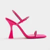 Sandals Pink Shoes Women 2023 Summer High Heels Rhinestone Heeled Sandal Black Square Toe Buckled Sexy Stripter Ladies