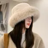 Wide Brim Hats Bucket Hats Big Faux Fur Fluffy Bucket Hat for Women Luxury Plush Winter Hat Thicken Snow Oversized Fur Bucket Hat Soft Big Panama Cap 230830