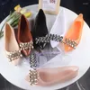 Sandaler 2023 Summer Women's Pointed Ladies Outwear Fashion Flower Heart Diamond Solid Flat Shoes Casual Kvinna