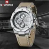 WristWatches NaviForce Men Watch Sport Man Man Top Marka Luksusowa szary chronograf wojskowy oryginalny skórzany kwarc męski prezent 8028 230829