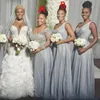 Silver Plus Size Bridesmaids Dresses A Line Floor Length Major Beading Africa Arabic Maid Of Honor Wedding Guest Party Prom Gown