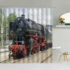 Shower Curtains Natural Scenery Shower Curtain The Train Road Through The Forest Bathroom Decor Bath Screen Waterproof Fabric Curtains Set R230830