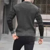 Winter Men's Knitted Sweater European and American men's fashion waffle top knit long sleeve round neck slim multicolor pullover Q230830