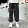 Broek Streetwear Losse Harembroek Jongens 2023 Zomer Wijde Pijpen Grote Zak Cargo Elastische Taille Casual Kleding 230830