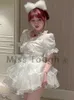 White Japanese Kawaii Lolita Dres Korean Sweet Party Mini Dress Sumemr 2022 Casual Princess Vintage Elegant Fairy 230808