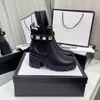 Women Designer Boots Desert Martin Black Hafted Bee Rhinestone Chunky Obcies Botki bez poślizgu Rozmiar 35-41