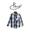 Barnskjortor Spring Autumn Fashion Kids Baby Boys Cotton Shirt Child Boy Plaid Shirts Kläder Barn Casual Tops Kläder 230830