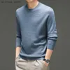 T-shirt a maniche lunghe Maglione in seta di gelso in puro colore Primavera e autunno girocollo Camicia in maglia di lana stile coreano Q230830