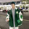 Mens jaquetas com capuz jaqueta de algodão puro cardigan primavera e outono ins uniforme de beisebol homens roupas contrastantes cor bolso kpop 230829