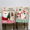 Christmas Chair Covers Santa Claus Snowman Pattern Chairs Back Cover Xmas Party Decoration Home New Year Decor Seat Slipcover TH0450