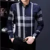 Designer Hommes Robe Chemise Casual Slim Soie T-shirt À Manches Longues Casual Vêtements D'affaires Luxe Plaid Hommes Asiatique Szie XXL XXXXL 718812594 853388714