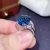 Cluster Rings Colife Jewelry Classic Topaz Ring for Party 9mm 11mm Natural London Blue Silver 925