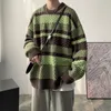 Pulls pour hommes Pull tricoté rayé hiver épais Ins Tendance Automne Lâche Japonais Veste Paresseuse Harajuku Vintage Jumper surdimensionné 230830