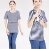 Casual Dresses Summer Striped Maternity Short Sleeved T Shirt Round Neck Cotton Lactation Dress Tee For Women Women's