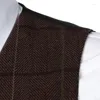 Mäns västar män plädar sillbens tweed kostym väst engelska klass klassisk dubbel breasted waistcoat affär formell för bröllop groomsmen