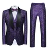 Mens Suits Blazers Fashion Casual Boutique Business Wedding Host Flower Color 3 PCS Set Dress Jacket Pants Vest Coat 230829