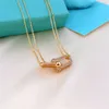 OL U-vorm Hoefijzers Merk Designer Hanger Kettingen voor Vrouwen 18K Goud Zilver Schakelketting Mooie Choker Ketting met diamanten Kristallen Sieraden