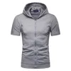 Men's T Shirts Fashion Hooded Shirt Zipper Short Sleeved Men Long Sleeve Big And Tall For