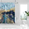 Shower Curtains Marble Shower Curtain Blue Curtain Set Abstract Luxury Golden Glitter Veins Texture Curtains for Bathroom Waterproof Fabric R230830